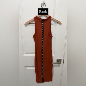 Black Bead Burnt Orange Dress